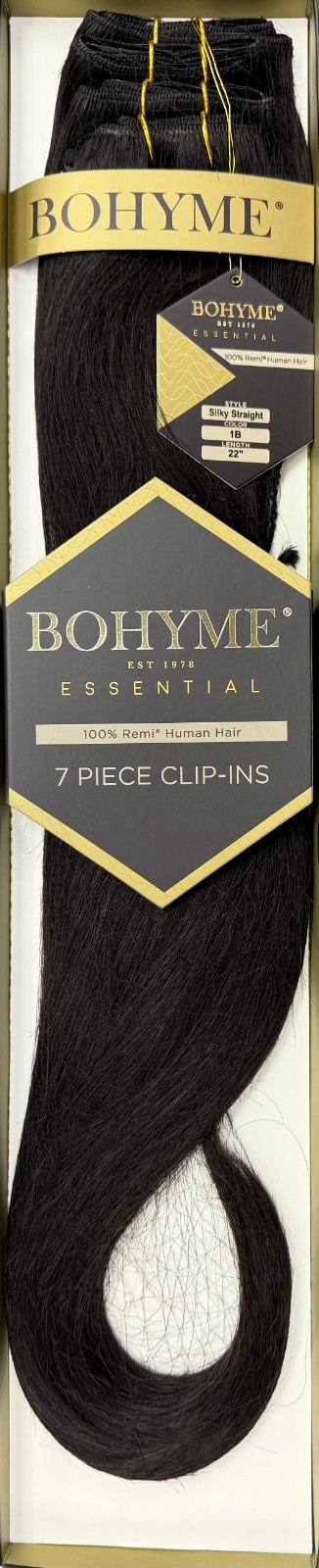 Bohyme Essential 100% Remi Human Hair 22″ Clip-In Extensions 7pcs #1B Off-Black