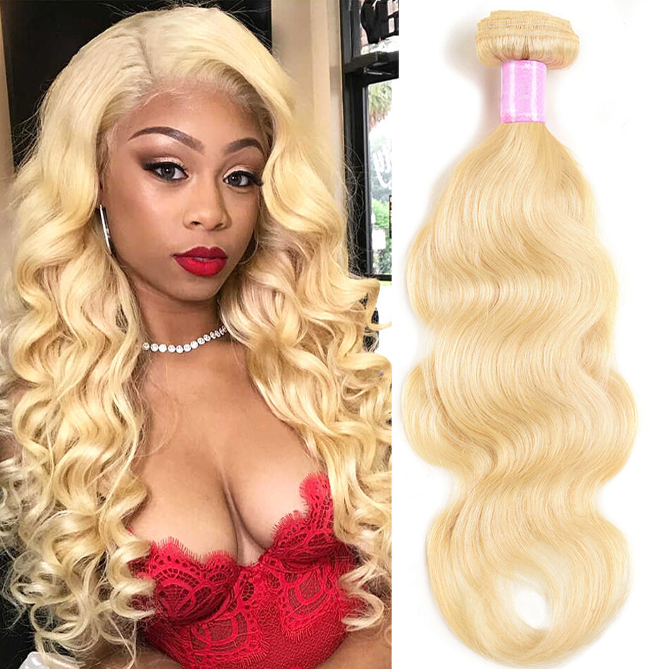 613 Blonde Body Wave 3 Bundles Soft Human Hair Weave Extensions 16INCH 50G per