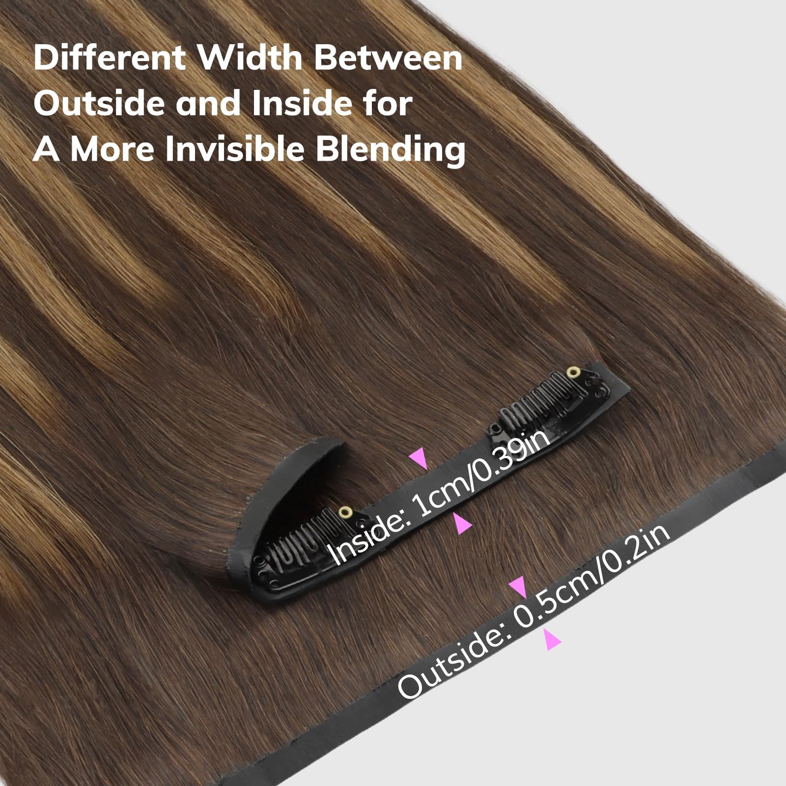 Seamless Clip In Hair Extensions Human Hair 4/27/4 Balayage Chocolate Brown t…