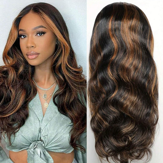 13×4 Body Wave Ombre 1B/30 Lace Front Wigs Transparent Lace Wigs