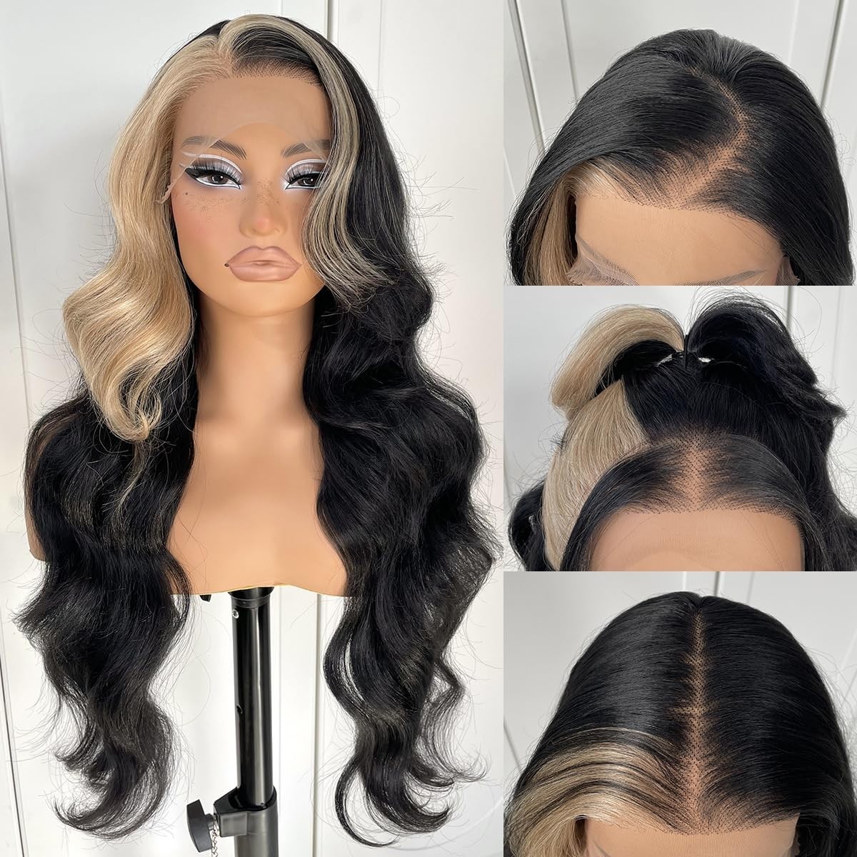 LACE FRONT WIG HUMAN HAIR BLENDED HIGHLIGHTS