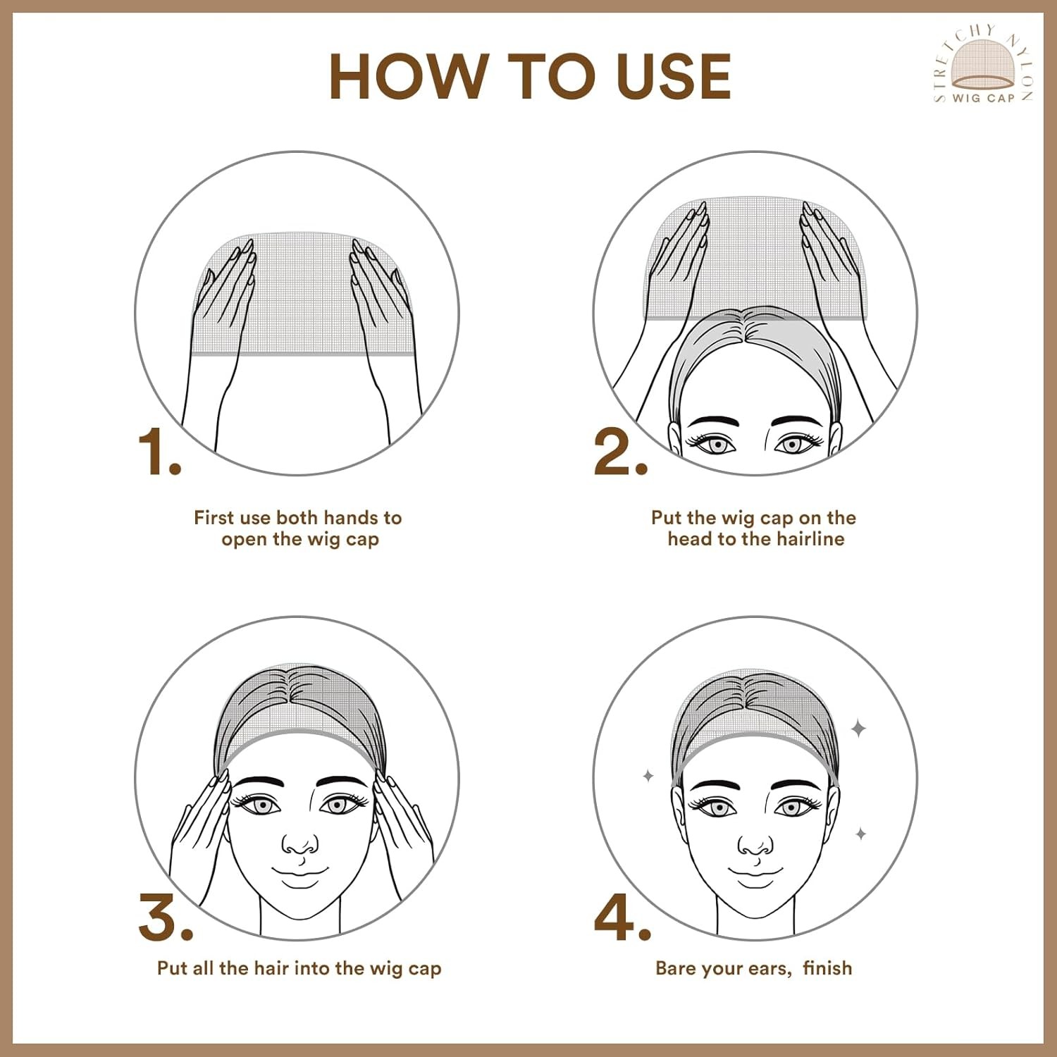 Teenitor Wig Caps, 20 Pack Stretchy Nylon Skin Tone Application Brown