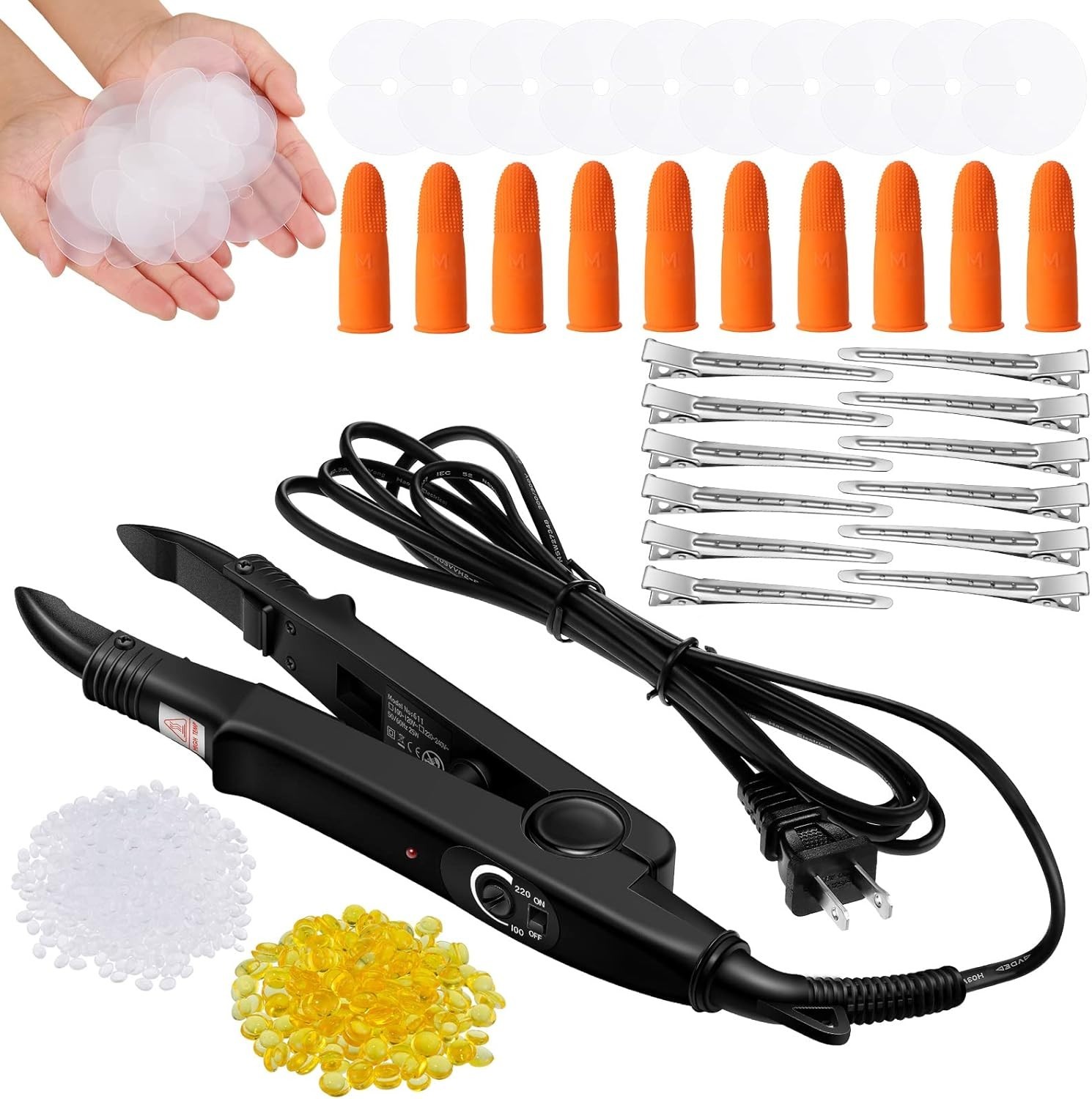 Keratin Hair Extension Kit with Heat Iron & Glue for Stunning Volume – Black