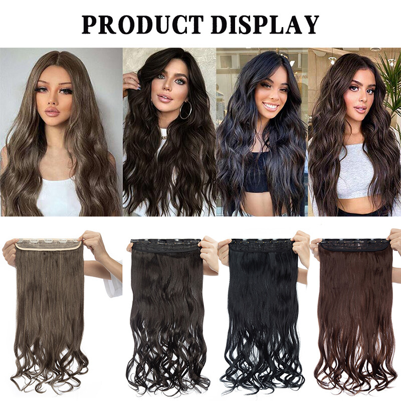 One Piece Full Head Long Thick Clip in Hair Extensions 5 Clips As Human Natural