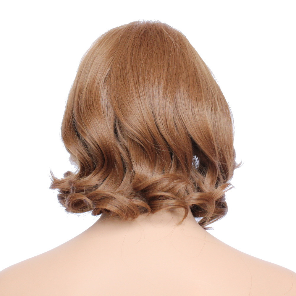 Classic Cap women Synthetic Curly Wavy Short Light Brown full wig HengFeng ZP13