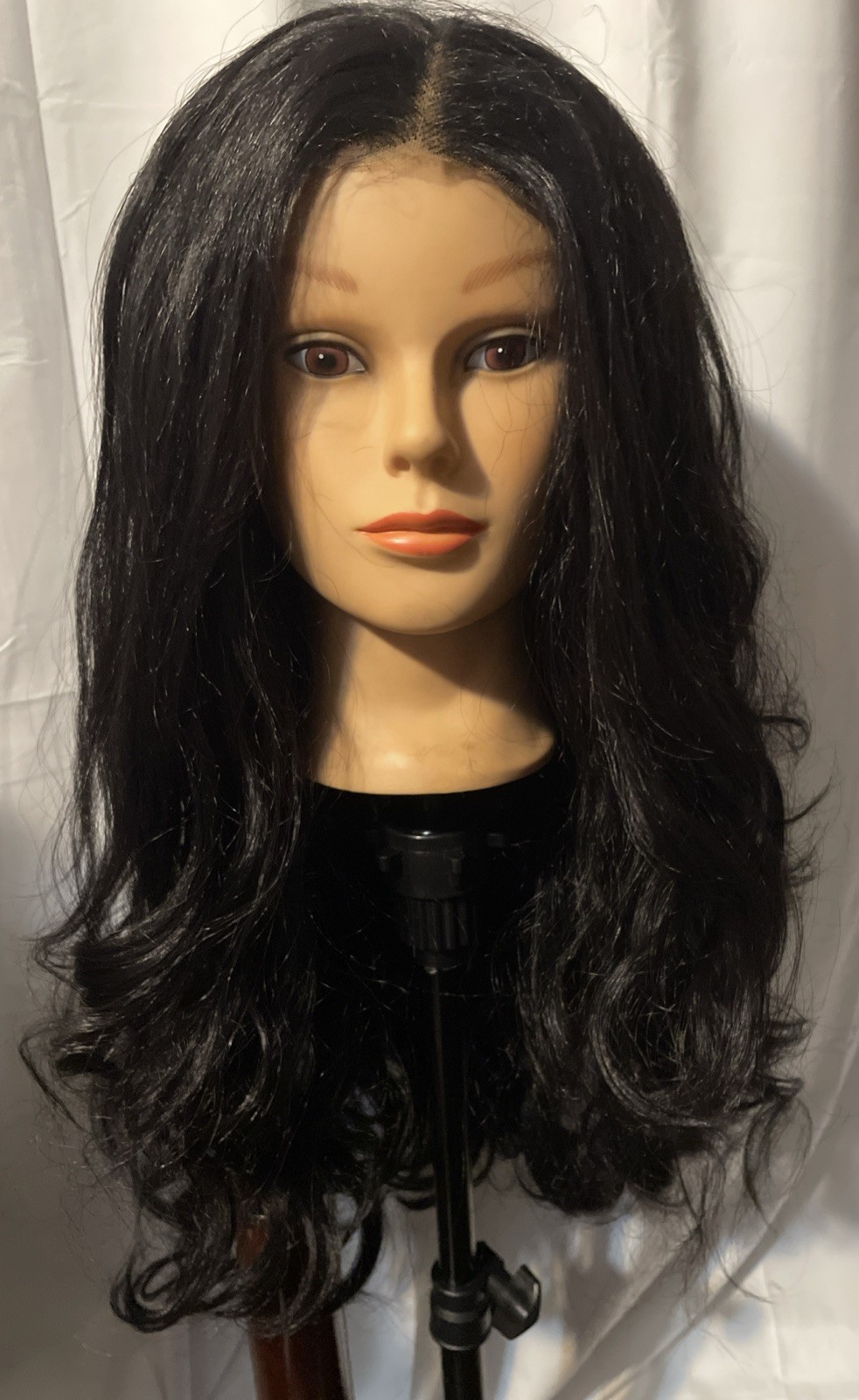 22” Women’s Wig High Temp Heat Resistant Black With Custom Cut 13×4 Lace Front