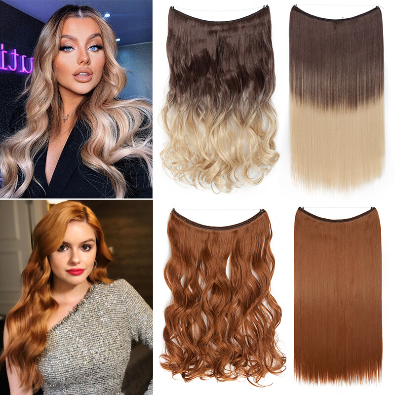US Wire In Hair Extensions Elastic Band Secret Miracle Ring 100% Real Thick Hair