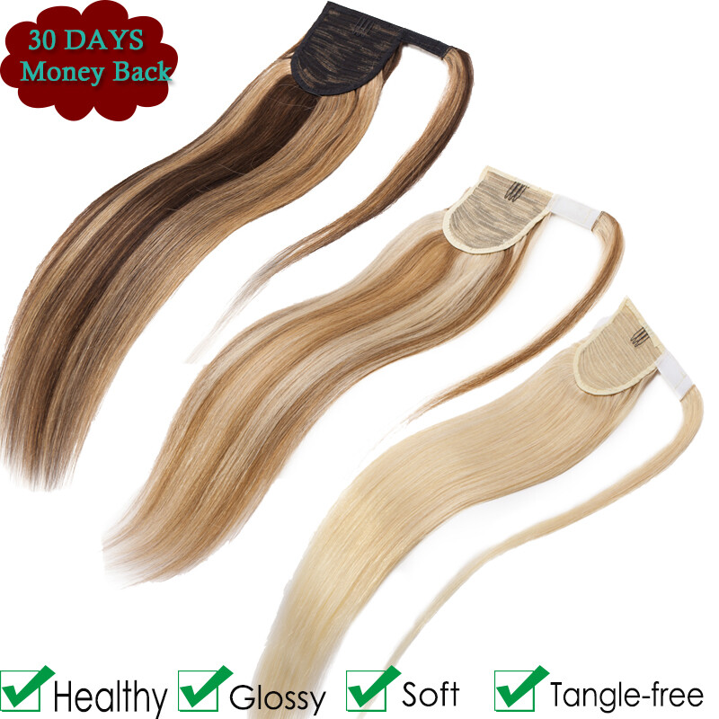 Clip In Ponytail Remy Hair Extensions 100% Real Human Hair Extension Wrap Around