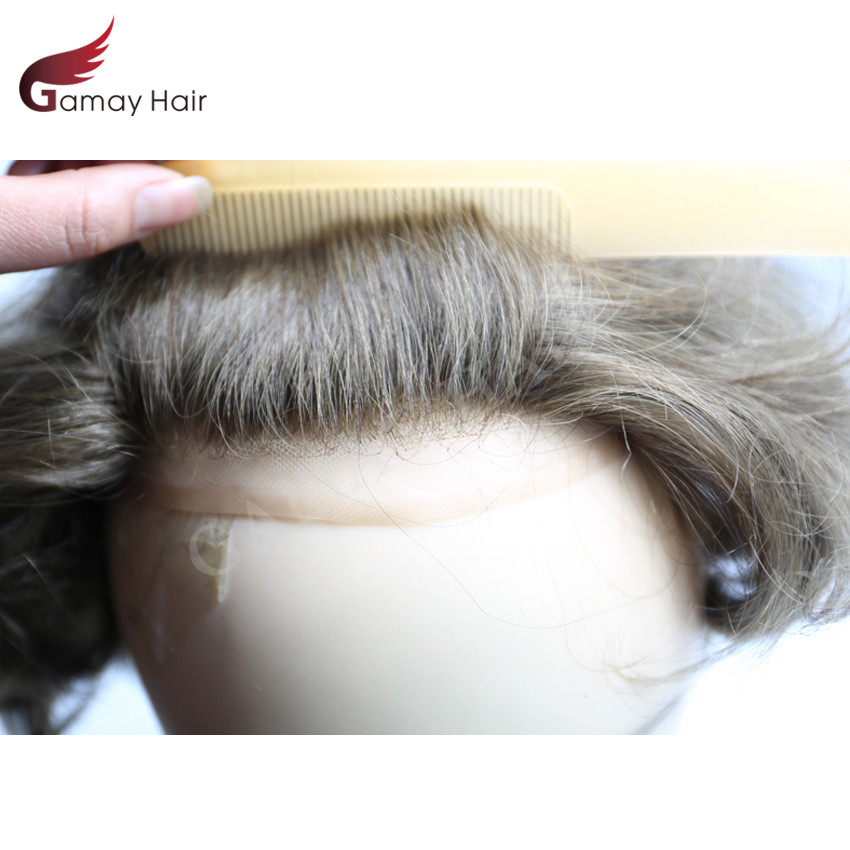 Full French Lace Mens Toupee Hairpiece Bleached Human Hair Replacement System US