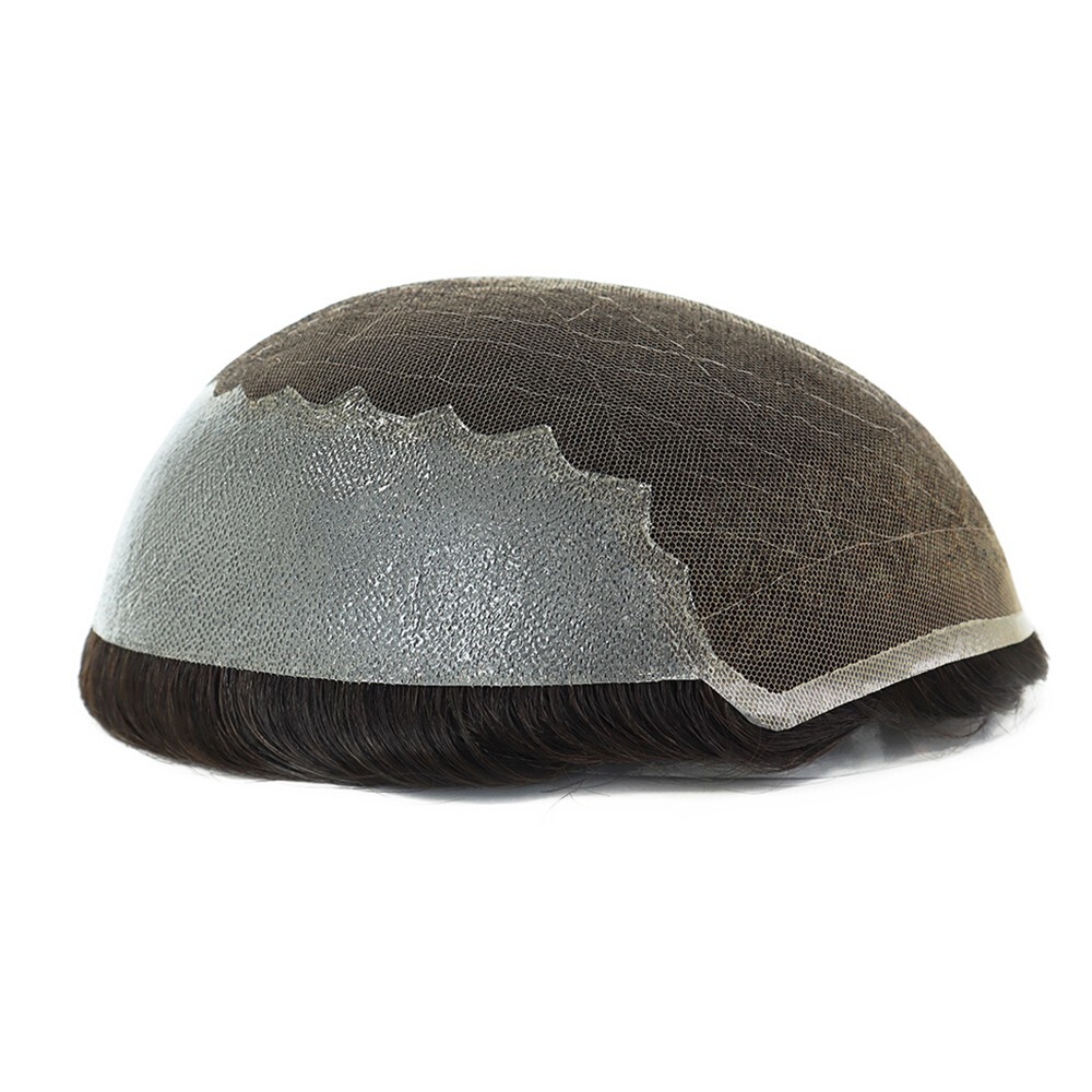 Toupee For Men Lace Human Hair Replecement System Skin Grey Hairpieces 8×10 #510