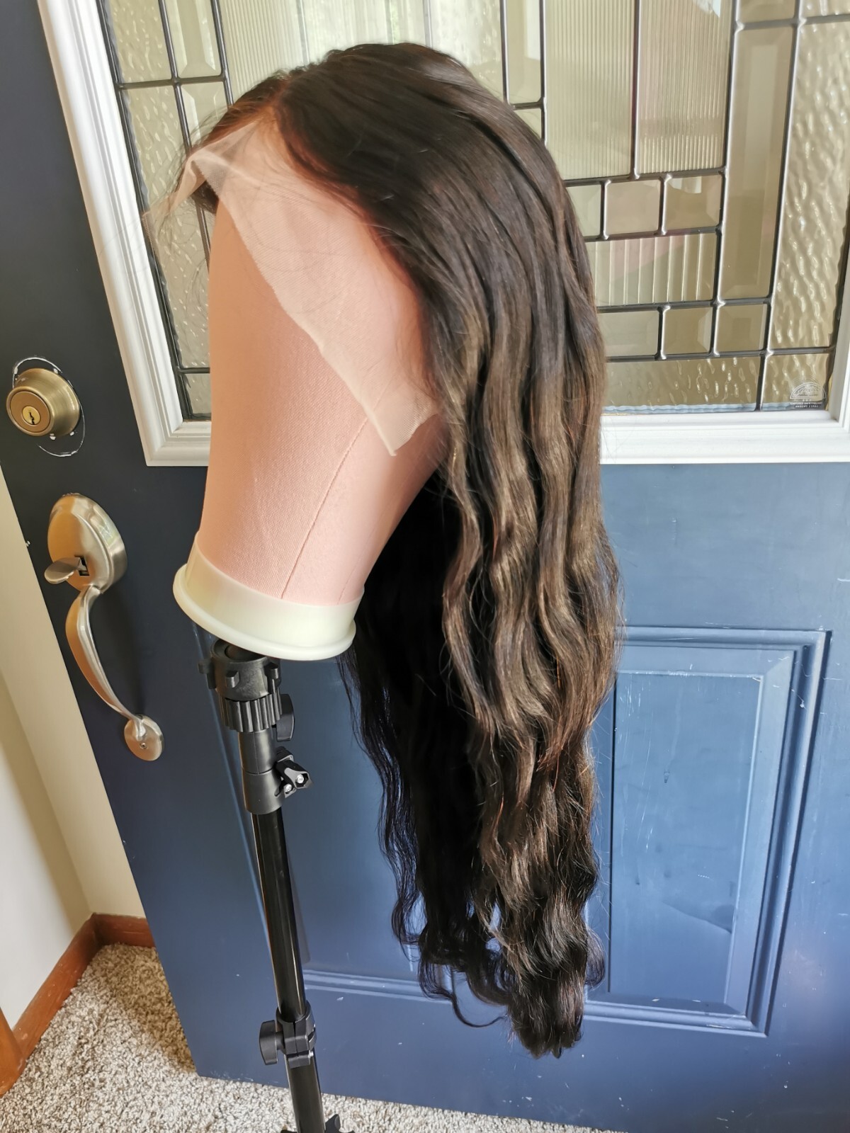 Ready To Go Bleached Knots High Quality Sexy 30” Human Hair Front Lace Wig 1B