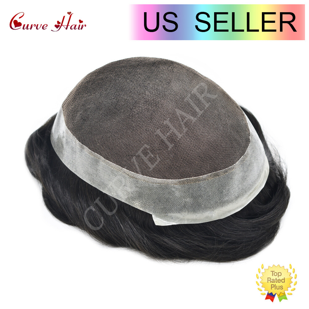 Mens Human Hair Replacement system French Lace Toupee Hair Piece Men Wig Units