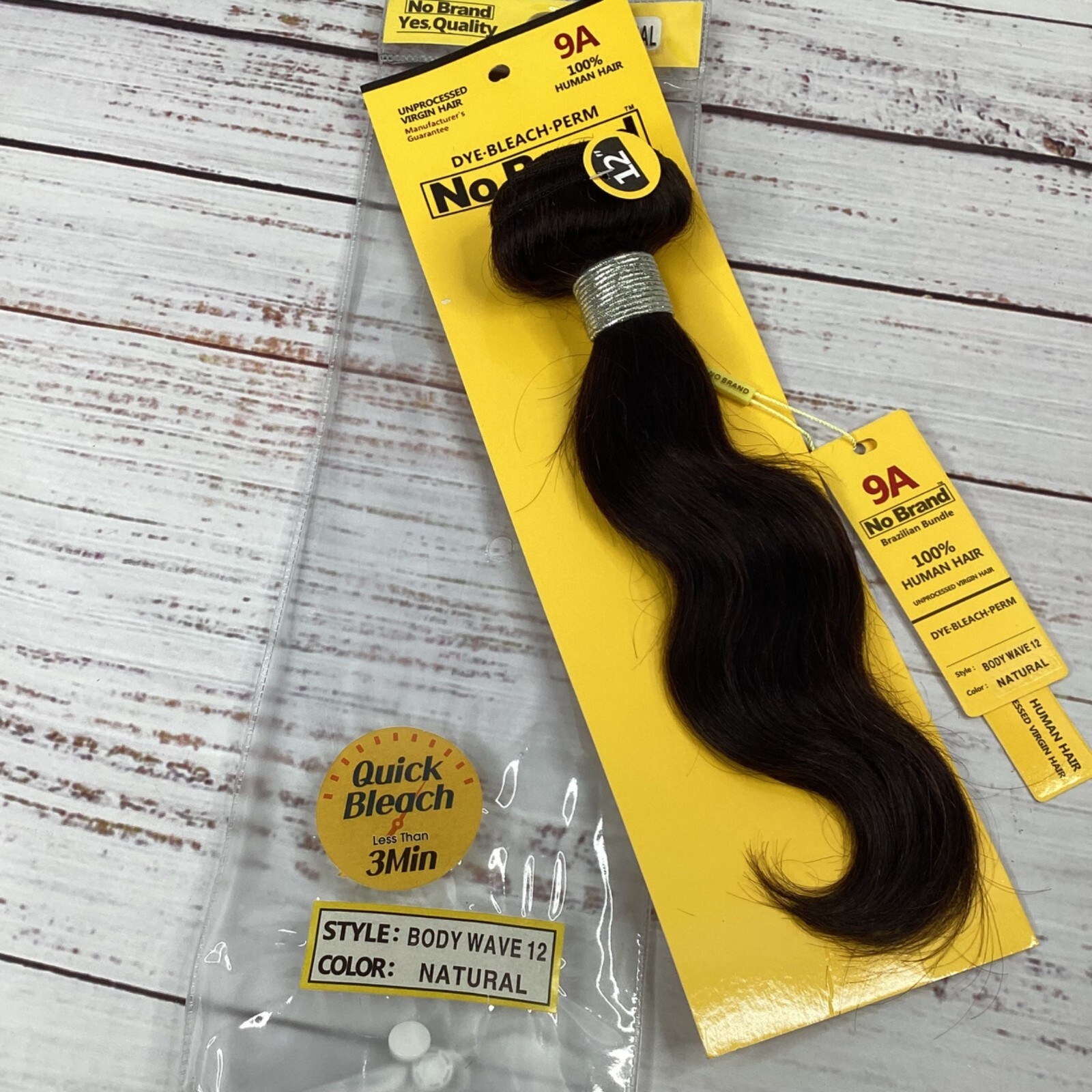 12” Body Wave 9A Quality Brazilian 100% Human Hair Natural (dark) Extensions