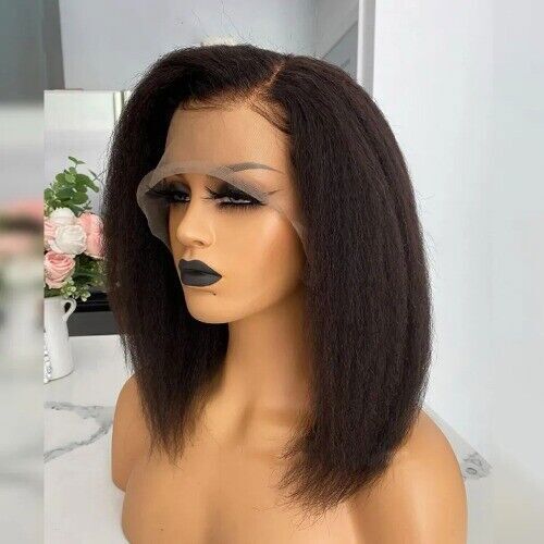 Glueless Kinky Straight 13×4 Lace Front Wig BOB 4×4 Closure Wig Pre Plucked