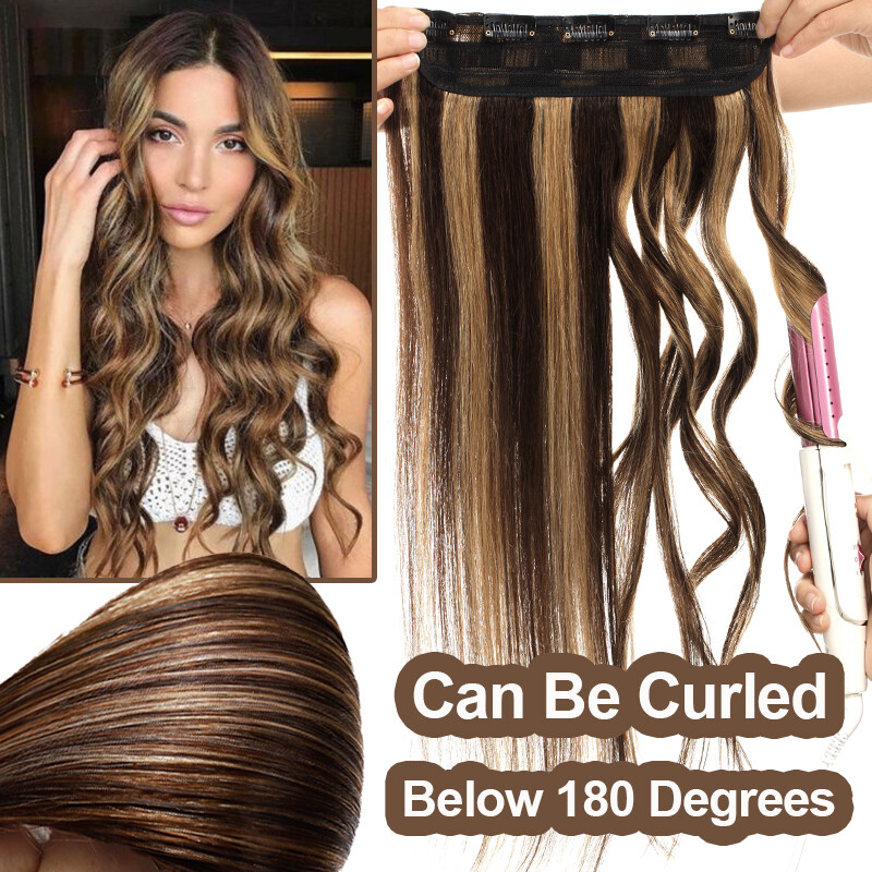 Russian One Piece Clip In 100% Real Remy Human Hair Extensions 3/4 Full Head