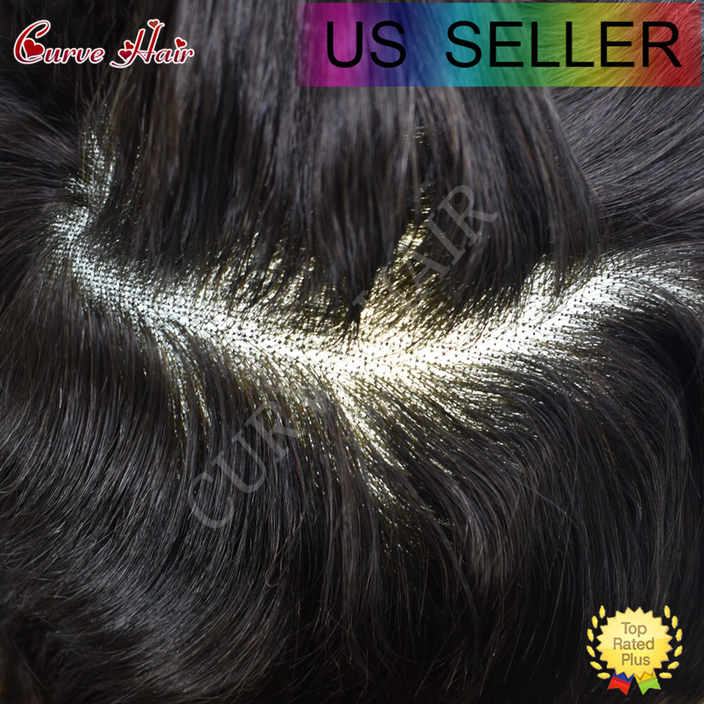 Men Human Hair Replacement System French lace Front Thin Skin Toupee Hairpiece