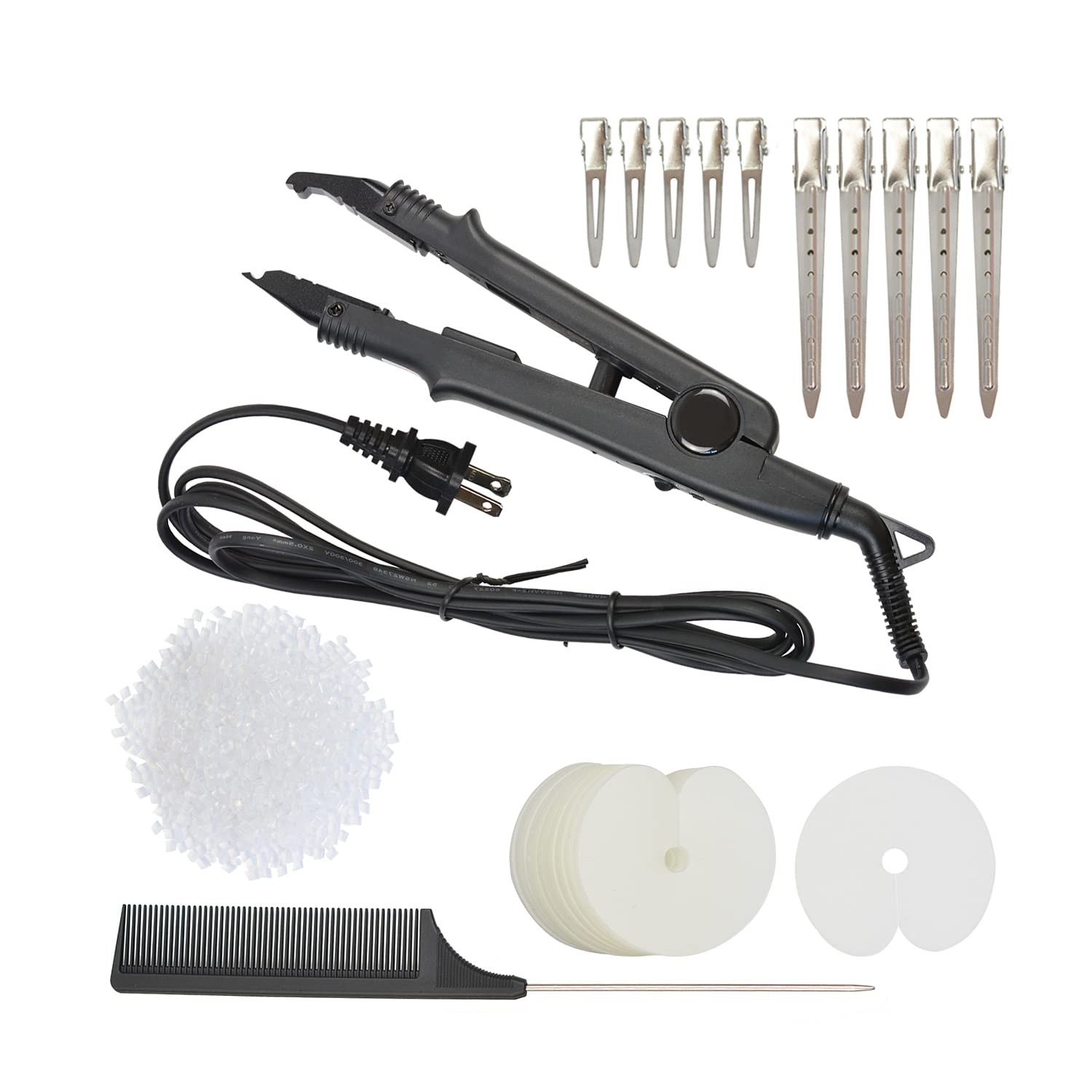 Hair Extensions Tool Kits with Fusion Heat Iron Connector Wand US Plug 50 Pcs…