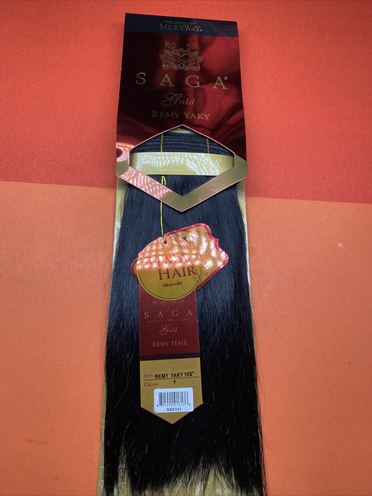 SAGA GOLD YAKY 10S”_#1_100% HUMAN REMY HAIR WEAVE STRAIGHT EXTENSION*