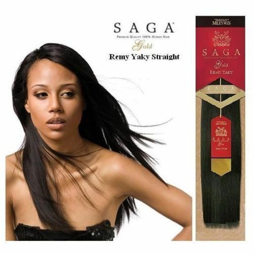SAGA GOLD YAKY 10S”_#1_100% HUMAN REMY HAIR WEAVE STRAIGHT EXTENSION*