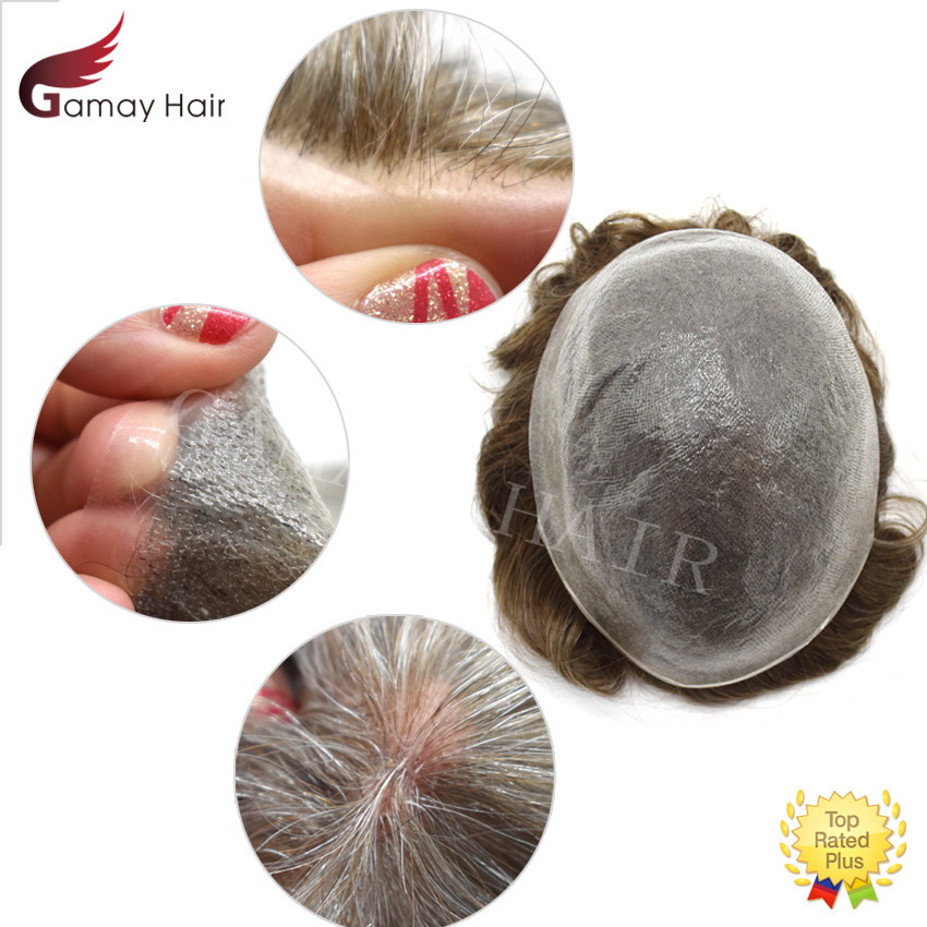 Ultra Thin Skin Mens Toupee Hairpiece Invisible Poly PU Hair Replacement Systems