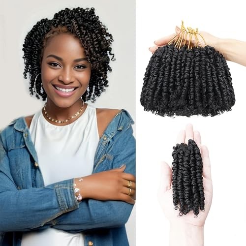 4 Inch 7 Packs Super Short Passion Twist Crochet Hair for 4 Inch (Pack of 7) 1B