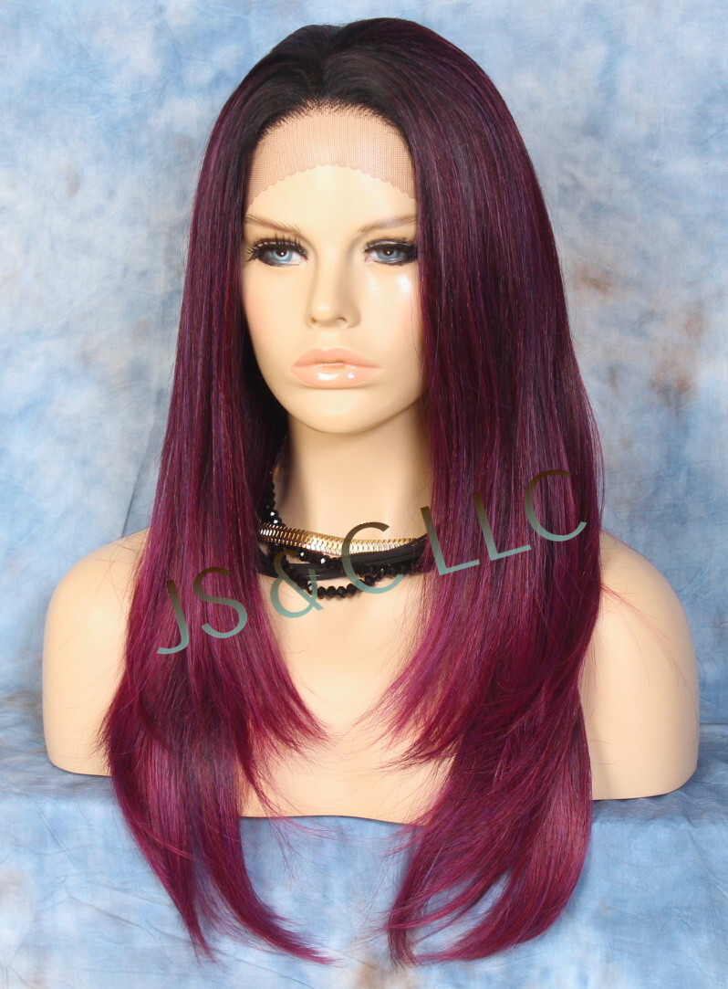 Long Straight Human Hair Blend Mono Top Lace Front Wig Sangaria WBDL