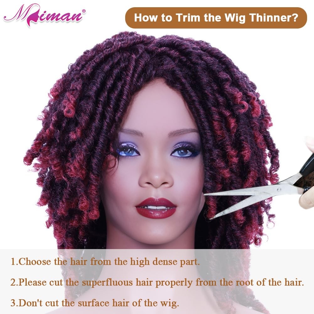 6 Inch Short Dreadlock Wigs for Black 99J Wine Red Synthetic Hair Afro Curly …