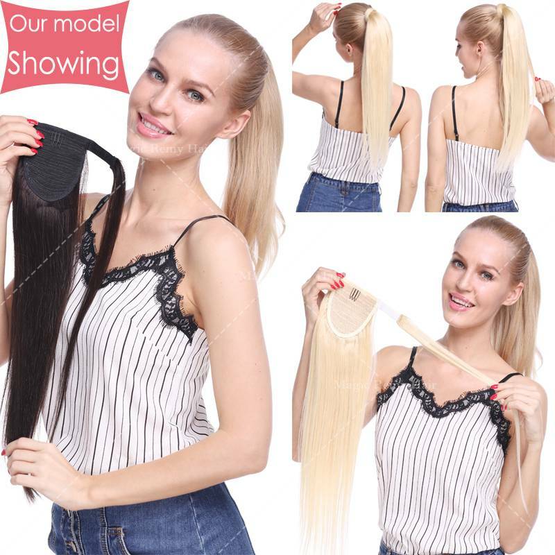 Clip In Ponytail Remy Hair Extensions 100% Real Human Hair Extension Wrap Around