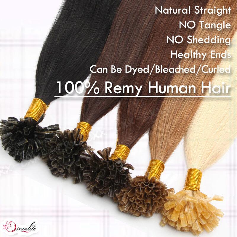 200 Pre Glue Bond U Nail Tip Straight Remy Human Hair Extensions Pre Bonded Glue