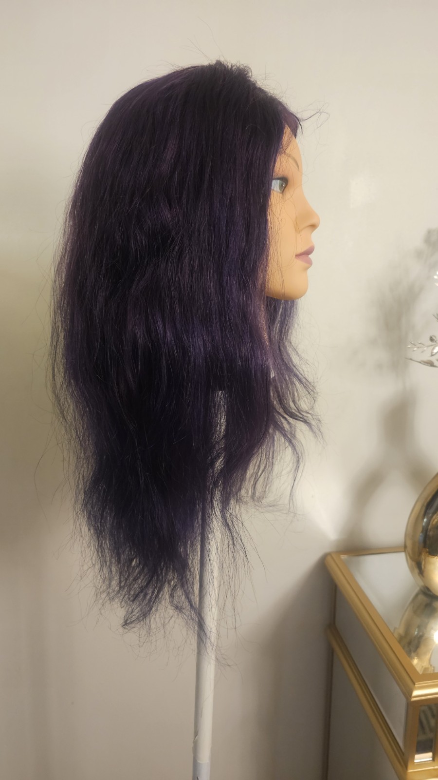 High-Quality Regular Top 24″ Purple Wavy 150% Virgin Human Hair Lace Wig