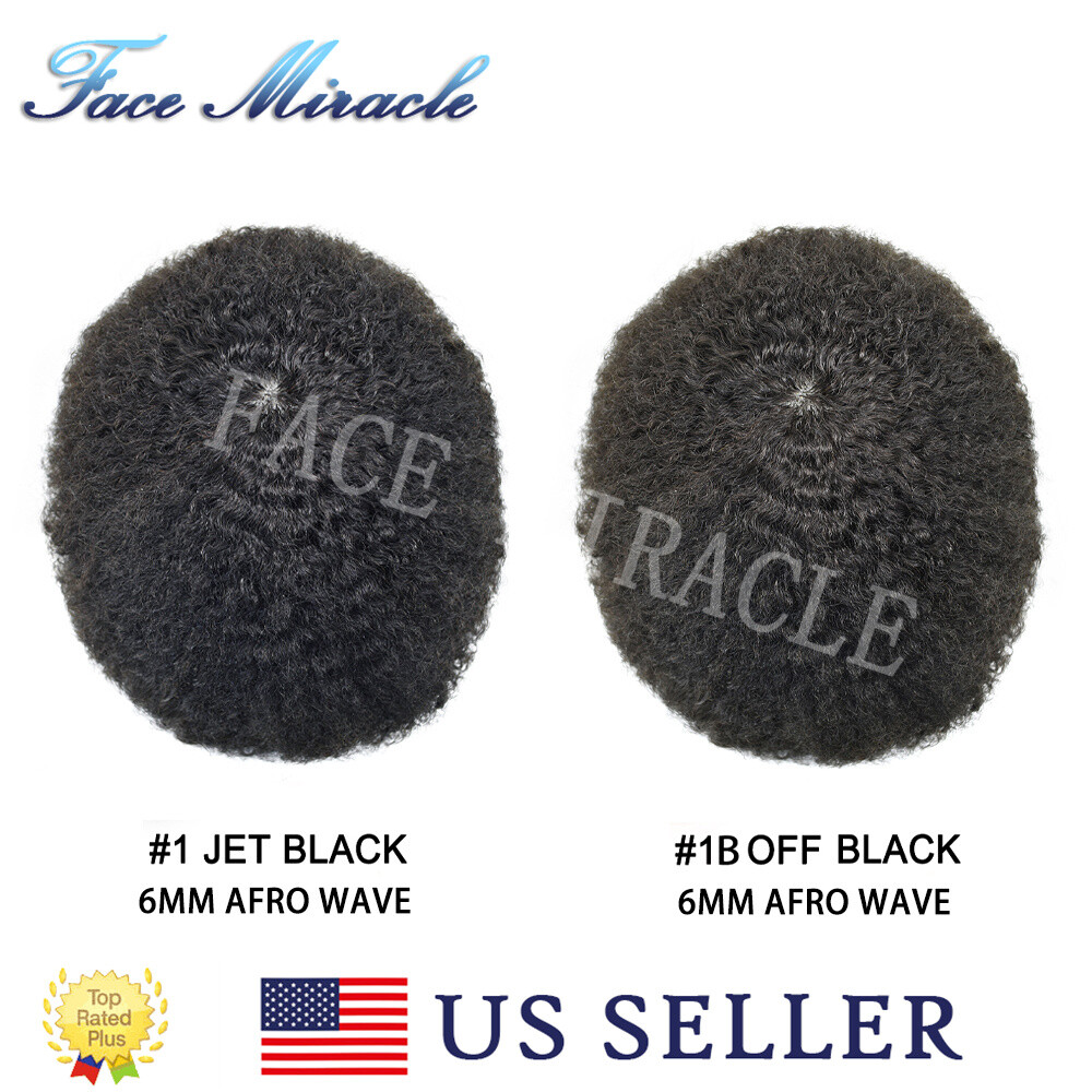 Afro Toupee For Black Men All PU Curly Hair Piece Human Hair Replacement System
