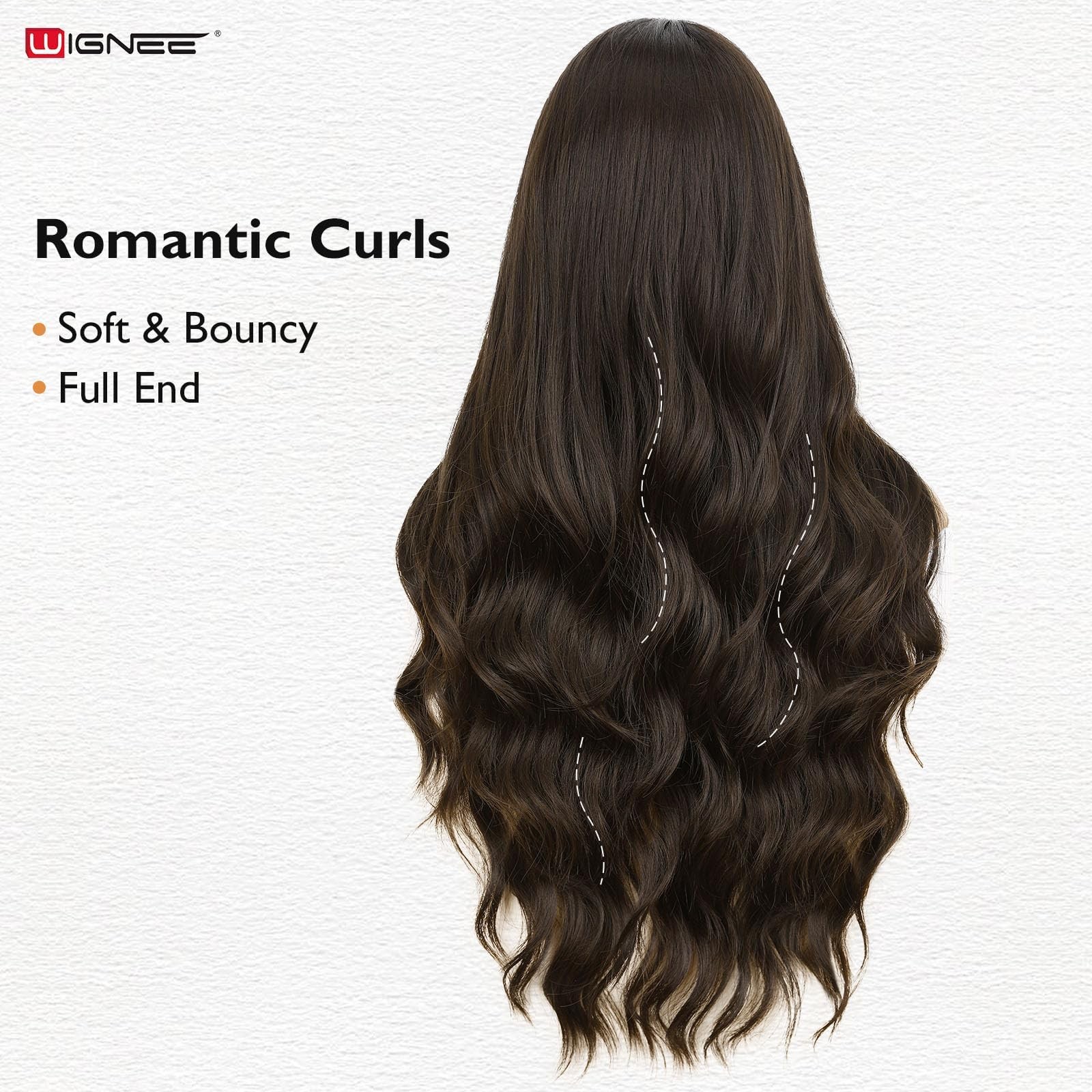 Long Wavy Wig Middle Part Dark Brown Wigs 26 Inches Brown Wigs For White Wome…