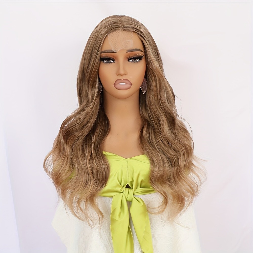 Glueless Synthetic Lace Front Wigs Heat Resistant Long Straight Blonde Hair Wig