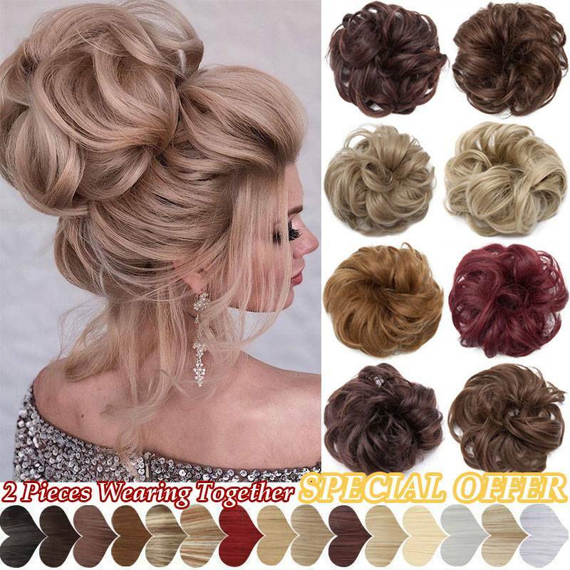 Real Thick Curly Messy Bun Hair Piece Scrunchie Natural Hair Extensions as human