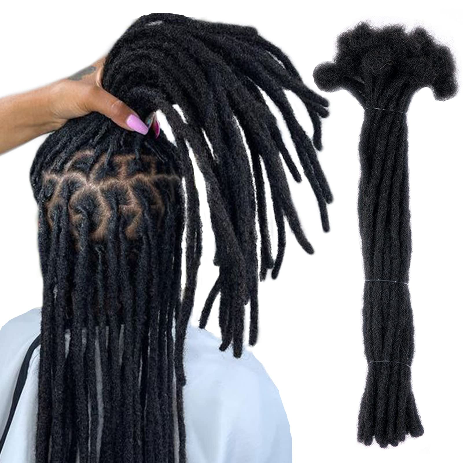 0.4cm Thickness 100% Human Hair Dreadlock Extensions 10 Inch 10 Strands Full …