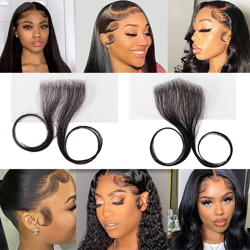 Swiss Lace Edges Baby Hair Stripes Pieces 100% Virgin Human Hair Extensions 2PCS