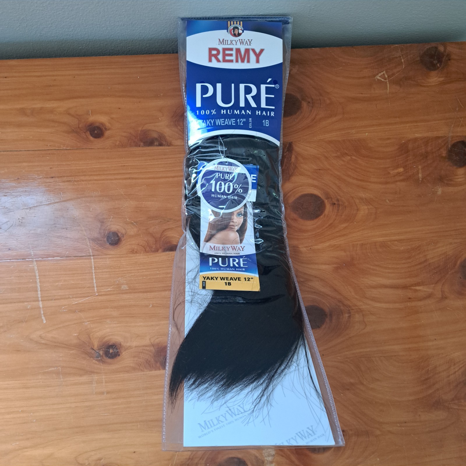 Milky Way Remy PURE 100% Human Hair Yaky Weave 12″ 1B Color
