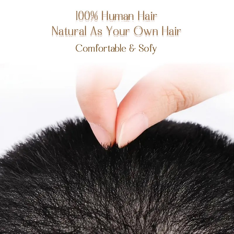100% Human Hair Toupee for Men’s Short Buzz Cut Thin Skin PU Replacement System
