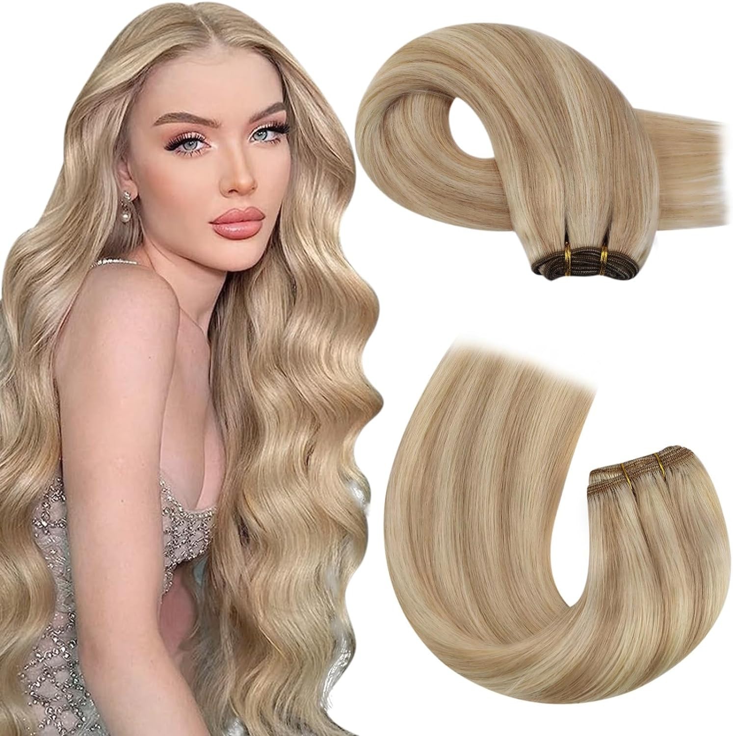 Sew In Premium Human Hair Extensions Bundles Thick Real Remy Weaves Double Weft