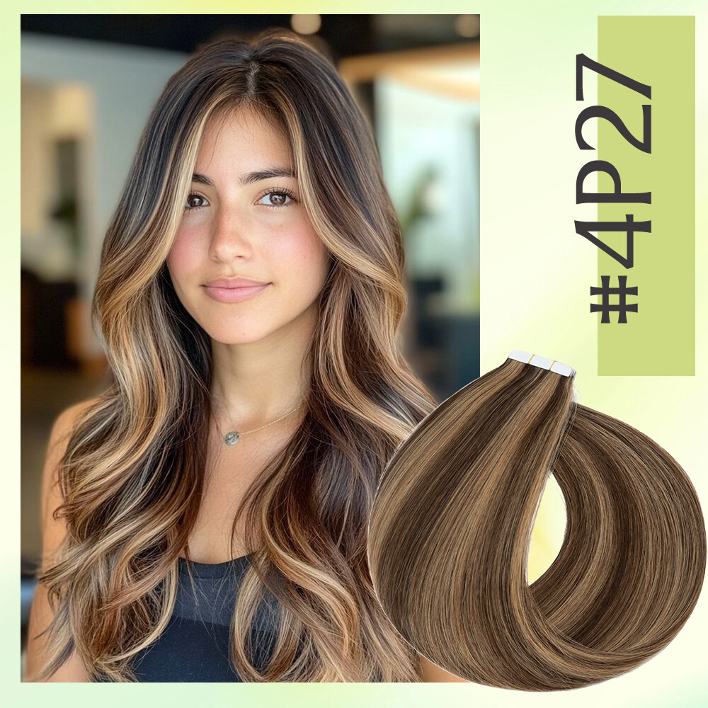 Tape in Russian Remy 100% Human Hair Extensions Invisible Skin Weft 14-24 Inch