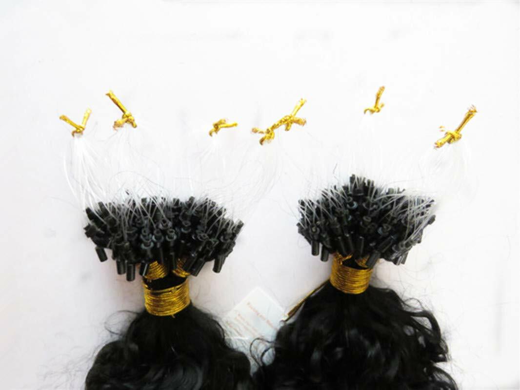 Natural Curly Micro Loop Human Hair Extension Micro Beads Ring Hair 100g 100pcs