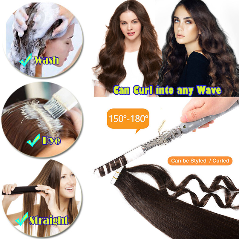 200G Thick Tape In Russian Human Hair Extensions Real Remy Skin Weft Balayage US