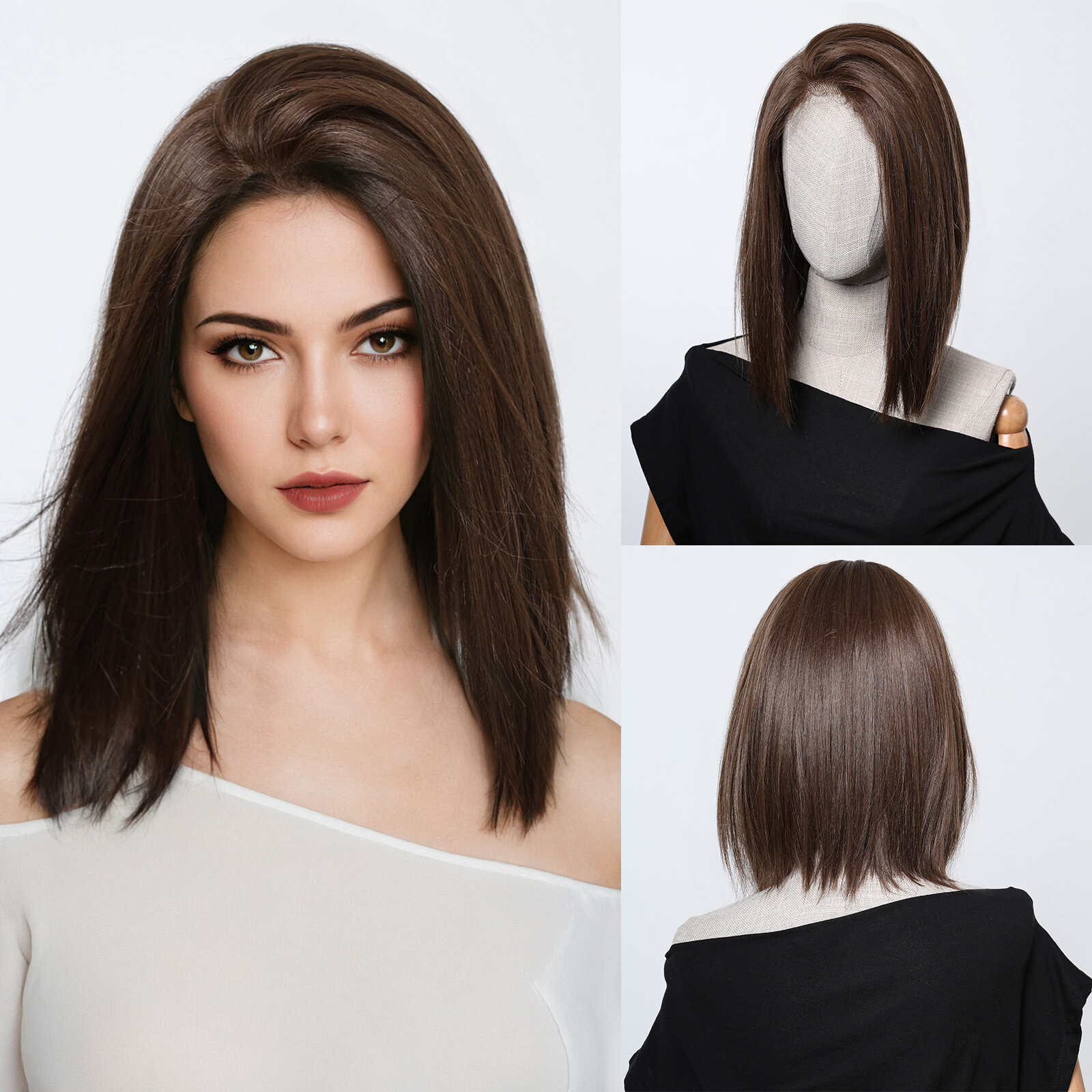 Dark Brown Premium Japanese Fiber Straight Bob Wigs 13×6 Lace Front Wigs