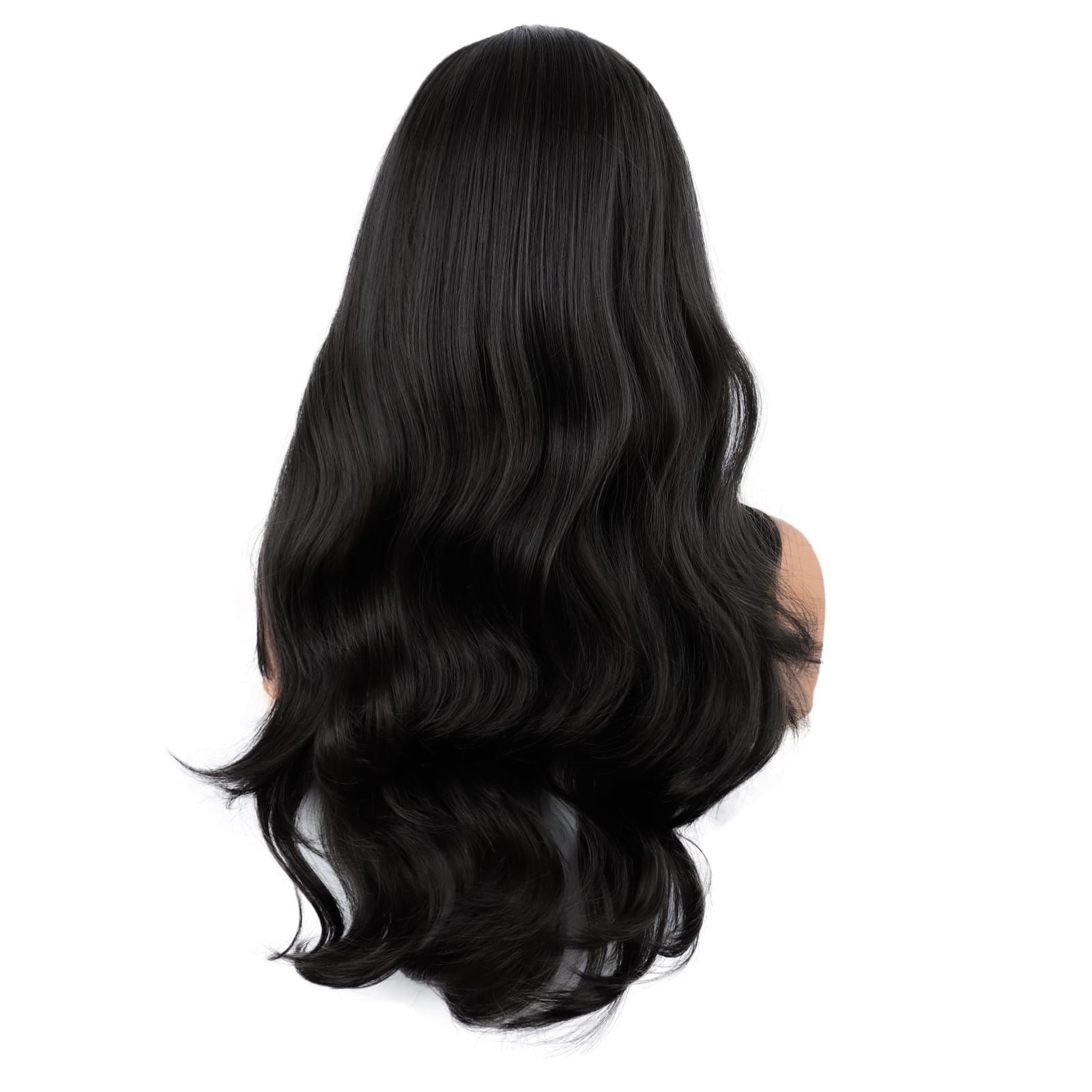 26 Inch Fashion Long Layered Side Bangs Wavy Curly Wig, Black