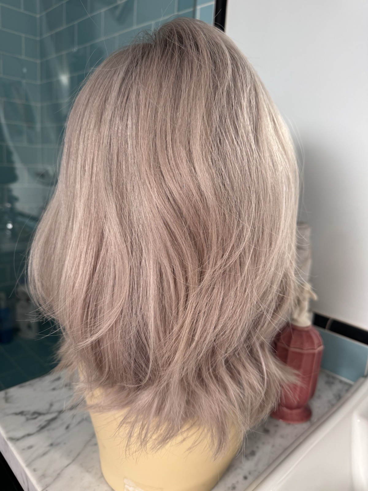Human Hair Wig By Stacked Hair Wig Light Ash Blonde Natural Lace Front.