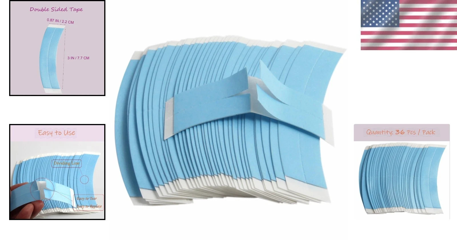 36PCS Lace Front Wig Tape Waterproof Double Sided Strong Adhesive Strips