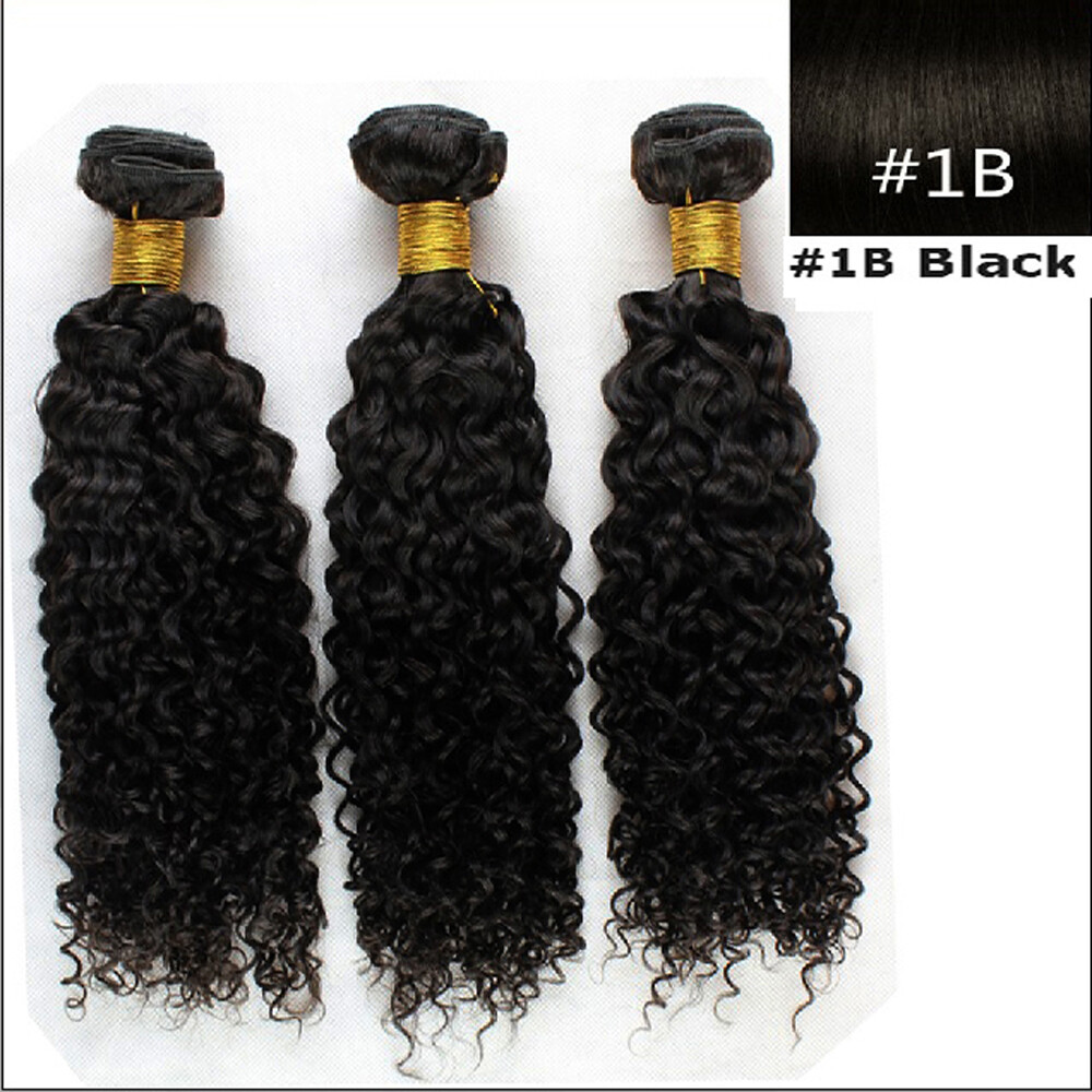 Jerry Curl Natural Black color 1B 100 Virgin Brazilian Human Hair 1 or 3 Bundles