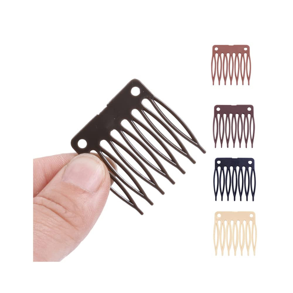 50 PCS Hair Clip Combs for Wigs – 7-Teeth Plastic Combs, Wig Cap Making Accessor