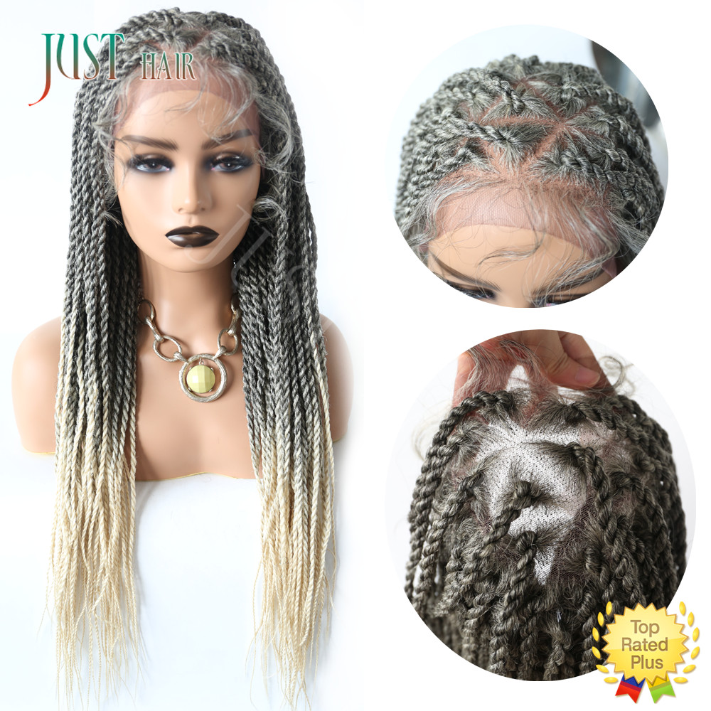 Black Braided Lace Box Braids Wig Synthetic Twist Cornrow Baby Hair for Women US