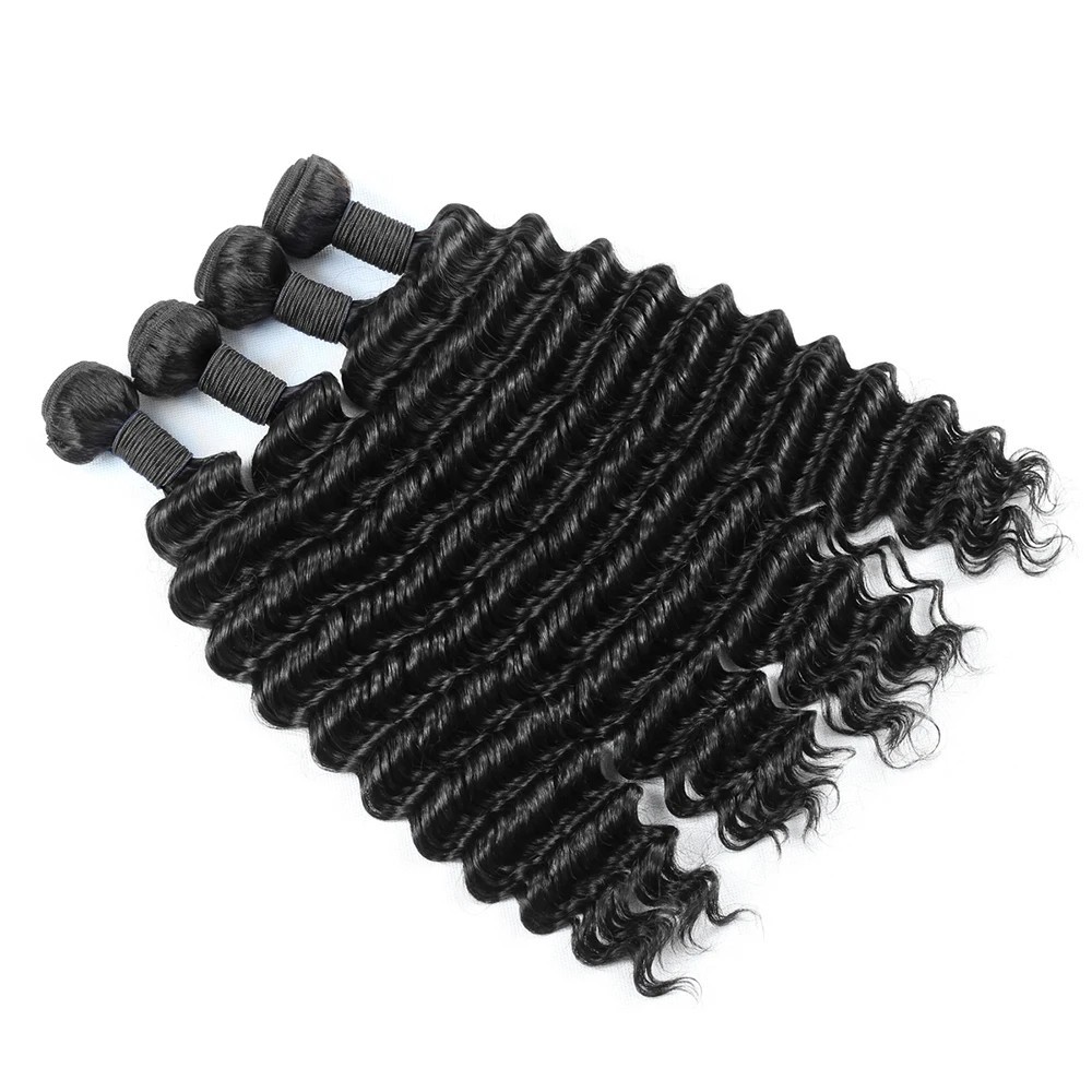 3PCS Luxury Deep Wave 100 % Remy Human Hair Bundles Natural Color Beauty Gift